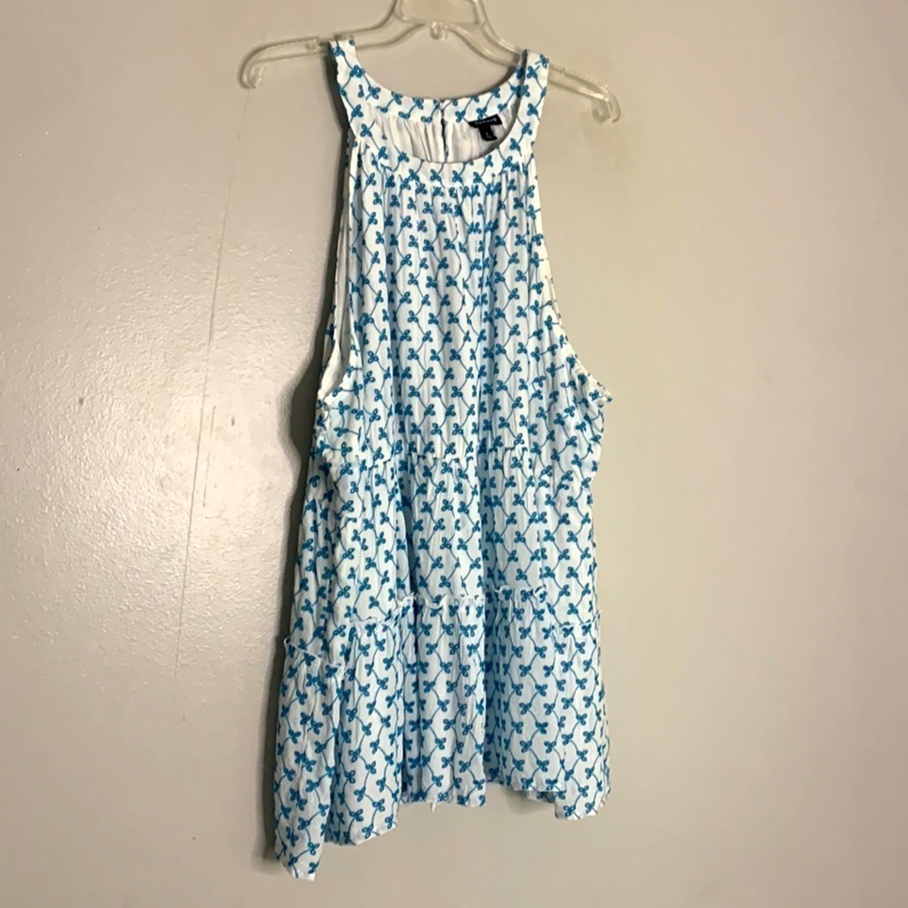 Torrid baby doll eyelet sleeveless romantic tank top white and blue plus 4X - Picture 2 of 7
